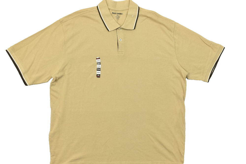 Foot Locker Men's Polo Shirt 3XL Tan Beige Cotton Tipped Collar Short Sleeve New